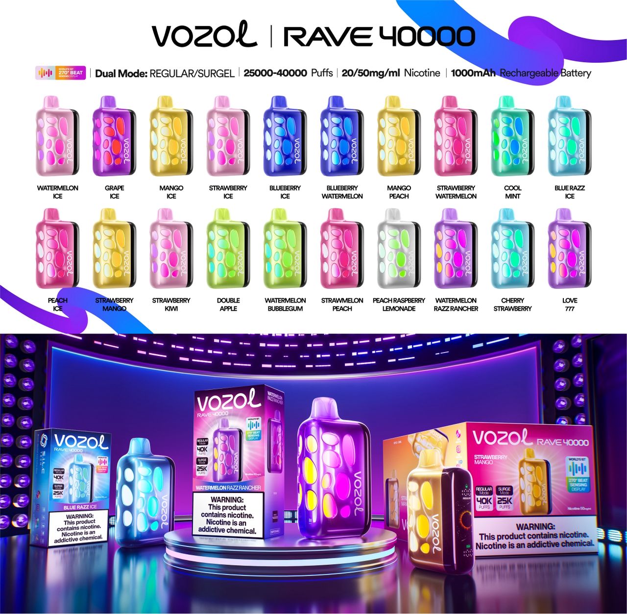 vozol rave 40000 puffs diposable vape wholesale